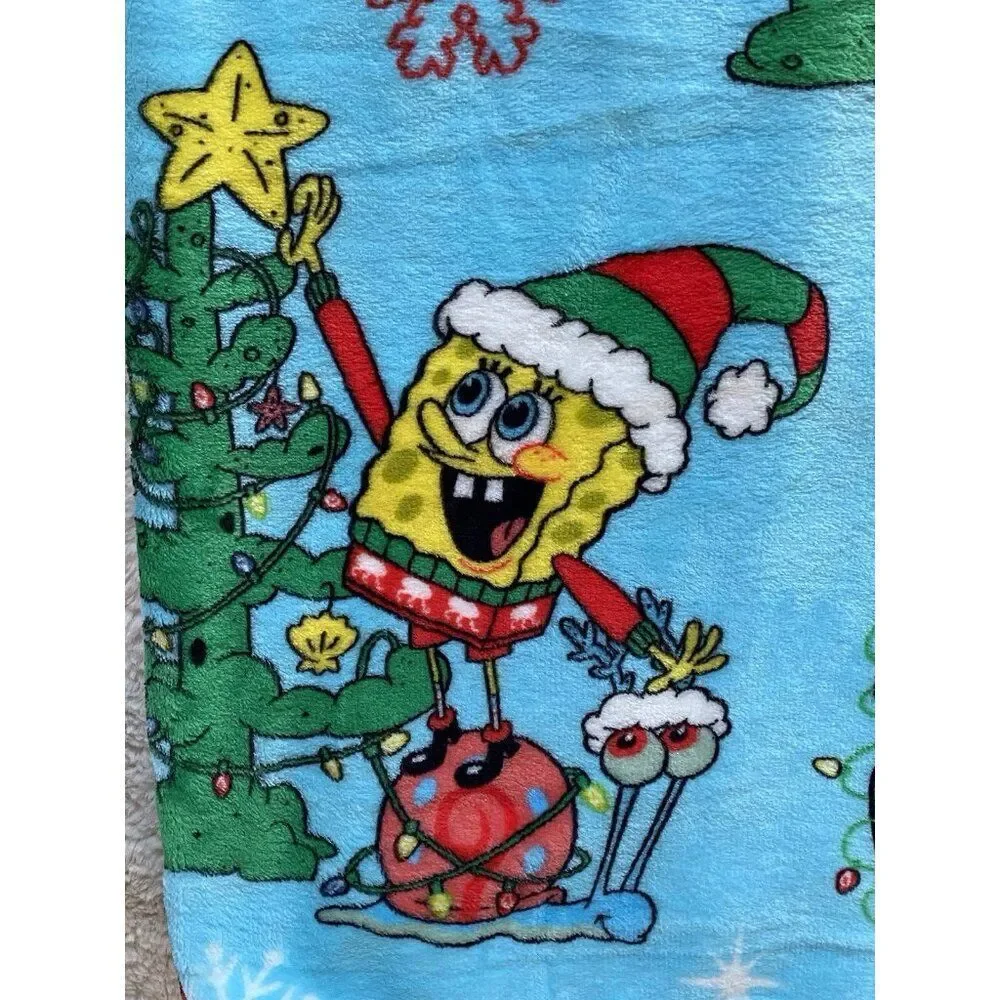 SpongeBob SquarePants Patrick Decorating Christmas Tree Blanket Throw‎ 50 X 70”